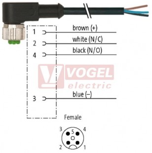 7000-12341-6342000 konektor M12/4-pin/zás/úhlový - kabel ČE PUR 4x0,34mm2 L=20,0m - volný konec