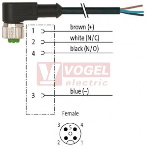 7000-12341-6142000 konektor M12/4-pin/zás/úhlový - kabel ČE PVC 4x0,34mm2 L=20,0m - volný konec