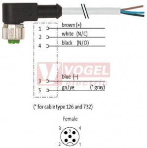 7000-12361-2252000 konektor M12/5-pin/zás/úhlový - kabel ŠE PUR/PVC 5x0,34mm2 L=20,0m - volný konec