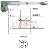 7000-12381-3052000 konektor M12/3-pin/2xLED/zás/úhlový - kabel ŠE PVC 3x0,34mm2 L=20,0m - volný konec