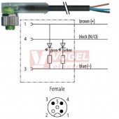 7000-12381-6230600 konektor M12/3-pin/2xLED/zás/úhlový - kabel ČE PUR/PVC 3x0,34mm2 L=6,0m - volný konec