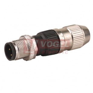 7000-12461-0000000 konektor M12/3-pin/vidl/přímý, 3x0,5mm2, zařezávací svorky, kovový, průměr kabelu 4-5,1mm