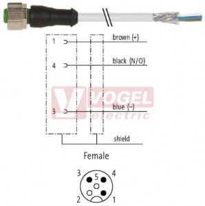 7000-13181-3170300 konektor M12/3-pin/zás/přímý - kabel ŠE PVC 3x0,34mm2 L=3,0m - volný konec