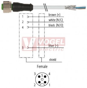 7000-13201-3300150 konektor M12/4-pin/zás/přímý - kabel ŠE PVC 4x0,34mm2 L=1,5m - volný konec
