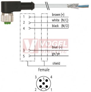 7000-13281-3492000 konektor M12/5-pin/zás/úhlový - kabel ŠE PUR/PVC 5x0,34mm2 L=20,0m - volný konec