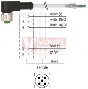 7000-13281-3492000 konektor M12/5-pin/zás/úhlový - kabel ŠE PUR/PVC 5x0,34mm2 L=20,0m - volný konec