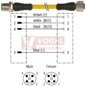 7000-40021-0240300 konektor M12/4-pin/vidl/přímý - kabel ŽL PUR/PVC 4x0,34mm2 L=3,0m - konektor M12/4-pin/zás/přímý