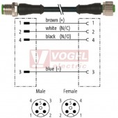 7000-40021-6240040 konektor M12/4-pin/vidl/přímý - kabel ČE PUR/PVC 4x0,34mm2 L=0,4m - konektor M12/4-pin/zás/přímý