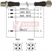 7000-40021-8621500 konektor M12/4-pin/vidl/přímý - kabel ŠE PUR 4x0,75mm2 L=15,0m - konektor M12/4-pin/zás/přímý