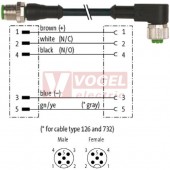 7000-40141-6250060 konektor M12/5-pin/vidl/přímý - kabel ČE PUR/PVC 5x0,34mm2 L=0,6m - konektor M12/5-pin/zás/úhlový