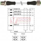 7000-40501-3311500 konektor M12/4-pin/vidl/přímý - kabel ŠE PUR/PVC 4x0,34mm2 L=15,0m - konektor M12/4-pin/zás/přímý