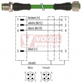 7000-40501-8200750 konektor M12/4-pin/vidl/přímý - kabel ZE stíněný PUR 4x0,34mm2 L=7,5m - konektor M12/4-pin/zás/přímý