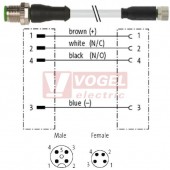 7000-40581-2210350 konektor M12/4-pin/vidl/přímý - kabel ŠE PUR/PVC 4x0,25mm2 L=3,5m - konektor M8/4-pin/zás/přímý