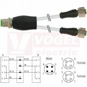 7000-40721-2230030 rozbočovací Y konektor M12/4-pin/vidl/přímý - kabel ŠE PUR/PVC 3x0,34mm2 L=0,3m - 2x konektor M12/4-pin/zás/přímý