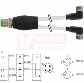 7000-40841-2200300 rozbočovací Y konektor M12/4-pin/vidl/přímý - kabel ŠE PUR/PVC 3x0,25mm2 L=3m - 2x konektor M8/3-pin/zás/úhlový