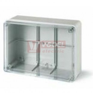 Krabice 300x200x120mm, IP56 (686.229) bez vývodek, průhledné víko (SCABOX)