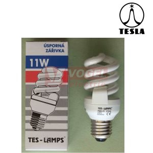 Zářivka E27 11W/240V spirálová, TES-LAMP 3336, tepl.bílá 4000K, 550 lum, živ.6000h, 115x50mm