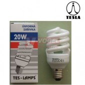 Zářivka E27 20W/240V spirálová, TES-LAMP 3340, studená.bílá 4000K, 1000lum, živ.6000h, 146x61mm