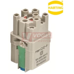 09120123101 Han Q12-F-QL konektor 12+1pin, Z, 10A/400V, vel.3A, svorky Quick Lock svorka, 0,25-1,5mm2