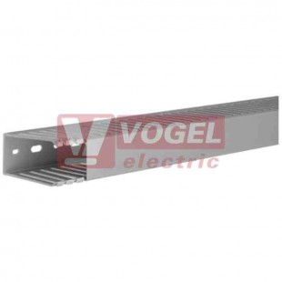 Kanál v 75xš 37,5 Tehalit DNG 750370 7030B rozvaděčový s víkem, PVC, šedý RAL7030, děrování dna dle DIN 43659