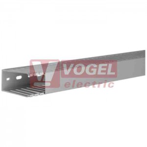 Kanál v 75xš 37,5 Tehalit DNG 750370 7030B rozvaděčový s víkem, PVC, šedý RAL7030, děrování dna dle DIN 43659