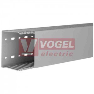 Kanál v 75xš100 Tehalit DNG 751000 7030B rozvaděčový s víkem, PVC, šedý RAL7030, děrování dna dle DIN 43659