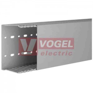 Kanál v 75xš125 Tehalit DNG 751250 7030B rozvaděčový s víkem, PVC, šedý RAL7030, děrování dna dle DIN 43659