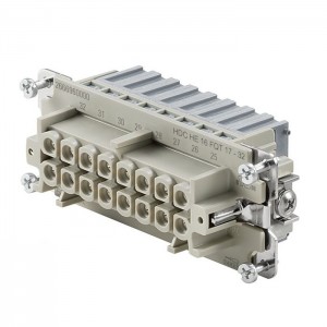 Konektor  16/32pin Z 16A/500V HDC HE 16 FQT 17-32, technologie připojení vodiče SNAP-IN do 2,5mm2, šedá svorkovnice číslování 17-32 (2666960000)
