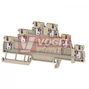 A3T 1,5 svorka řadová, třípatrová PUSH-IN 1,5mm2, béžová, š=3,5mm (2816930000)