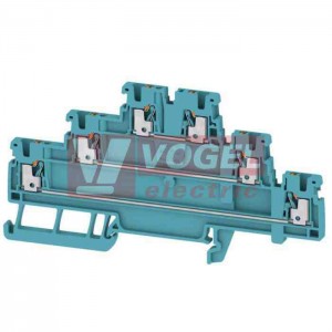 A3T 1,5 BL svorka řadová, třípatrová PUSH-IN 1,5mm2, sv.modrá, š=3,5mm (2816940000)