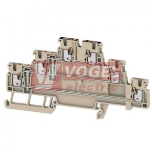 A3T 1,5 VL svorka řadová, třípatrová PUSH-IN 1,5mm2, béžová, propojené patra, š=3,5mm (2817980000)