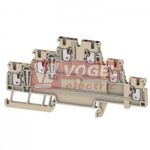 A3T 1,5 VL svorka řadová, třípatrová PUSH-IN 1,5mm2, béžová, propojené patra, š=3,5mm (2817980000)