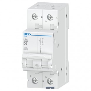 Jistič 1P+N   6A D (LTS-6D-1N) Ue AC 230V/DC60V, 10kA (OEZ 42024)