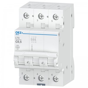 Jistič 3P   0,5A C (LTS-0,5C-3) Ue AC 230/400V/DC180V, 10kA (OEZ 42096)