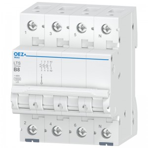 Jistič 3P+N   8A B (LTS-8B-3N) Ue AC 230/400V/DC180V, 10kA (OEZ 42132)