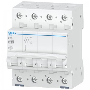 Jistič 3P+N  25A B (LTS-25B-3N) Ue AC 230/400V/DC180V, 10kA (OEZ 42137)
