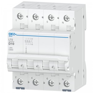 Jistič 3P+N  10A D (LTS-10D-3N) Ue AC 230/400V/DC180V, 10kA (OEZ 42155)
