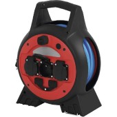 Počasí odolný prodluž. kabel na bubnu 20m/3Z+2 x USB-A EMOS PVC AT-N05V3V3-F 3G1,5mm2, IP44, BL, 230V/13A, 1000W navinutý/3000W rozvinutý, tep.pojistka, zásuvky CZ kolík (P08520W)