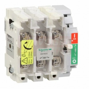 GS1KD3 Pojistkový odpínač 3P, 125A, vel. 22x58mm, typ pojistky NFC, upevnění na DIN lištu