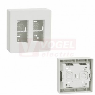 NU122418 Unica System+ krabice pro montáž 2x4 moduly vertikální povrchová, barva bílá RAL9003, rozměr v=165mm, š=165mm, hl=60mm