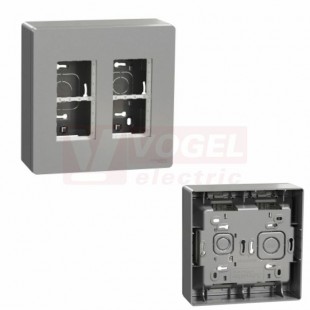 NU122430 Unica System+ krabice pro montáž 2x4 moduly vertikální povrchová, Aluminium, rozměr v=165mm, š=165mm, hl=60mm