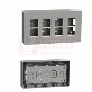NU124430 Unica System+ krabice pro montáž 4x4 moduly vertikální povrchová, Aluminium, rozměr v=165mm, š=300mm, hl=60mm