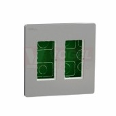 NU172430 Unica System+ krabice pro montáž 2x4 modulů zapuštěná, Aluminium, rozměr v=165mm, š=165mm, hl=62mm