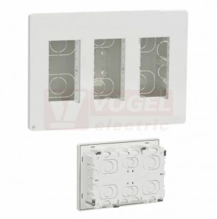 NU173420 Unica System+ krabice pro montáž 3x4 modulů zapuštěná, barva bílá RAL9003 Antibakteriální, rozměr v=165mm, š=230mm, hl=62mm