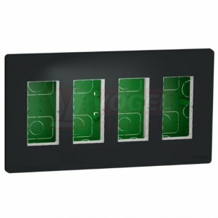 NU174454 Unica System+ krabice pro montáž 4x4 modulů zapuštěná, Antracit, rozměr v=165mm, š=300mm, hl=62mm