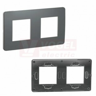 NU280422 Unica Studio Color krycí rámeček dvojnásobný, Dark Grey/Černá