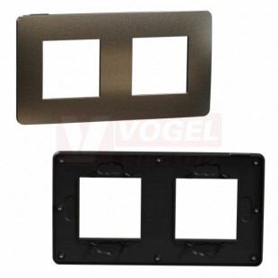 NU280453M Unica Studio Metal krycí rámeček dvojnásobný, Dark Aluminium/Černá