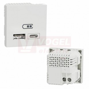 NU301818 Unica dvojitá USB A+C nabíječka 2,4A, 2M, barva bílá RAL9003, šroubové svorky