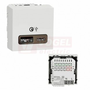 NU301918 Unica dvojitý USB A+C 18W, 2,4A, 2M, barva bílá RAL9003, šroubové svorky