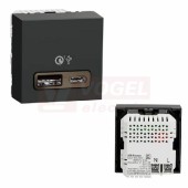 NU301954 Unica dvojitý USB A+C 18W, 2,4A, 2M, Antracit RAL7021, šroubové svorky